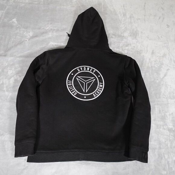 Sydney Jiu Jitsu Academy SJJA Sherpa Lined Hoodie Mens L Full Zip Logo Black - Picture 9 of 12